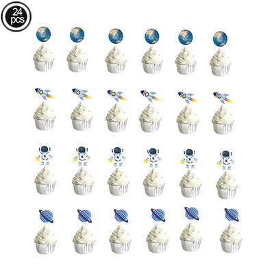 Space Universe Cake Topper Rocket Planet Cupcake Toppers Astronaut Copii Space Theme Party Decoratiuni pentru tort La mulți ani
