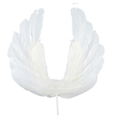 1Pcs Angel Feather Wing Flag Cake Toppers за сватба, рожден ден, печене на десерт, Свети Валентин Консумативи за горна декорация на торта