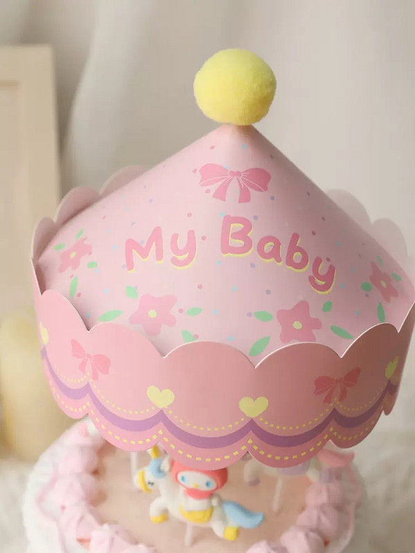 Decoratiune pentru tort cu unicorn cu animale din desene animate Merry-go-round fată băiat bebeluș ziua de naștere Cupcake Topper La mulți ani decor petrecere cadou pentru copii