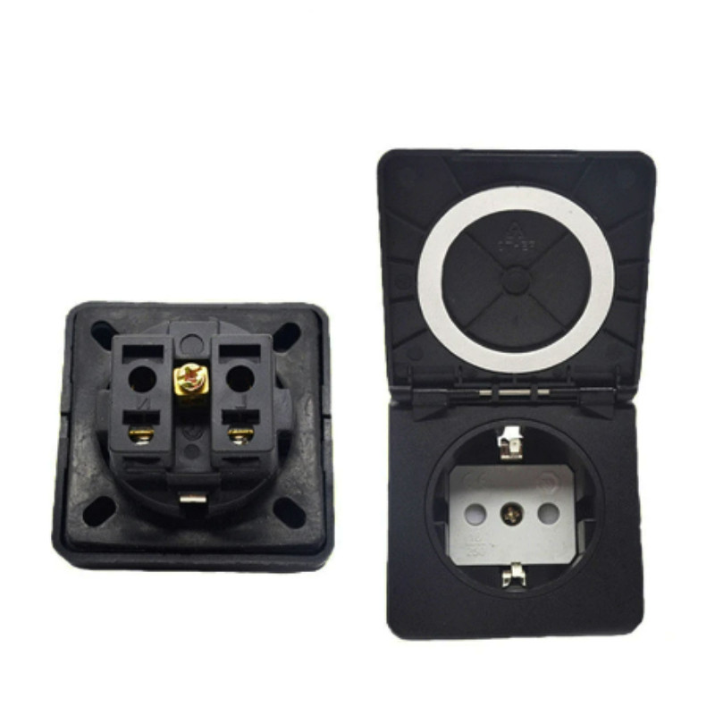 Crno bijela 16A 250V IP44 četvrtasti poklopac Europska njemačka vanjska vodootporna utičnica industrija Vodootporna utičnica