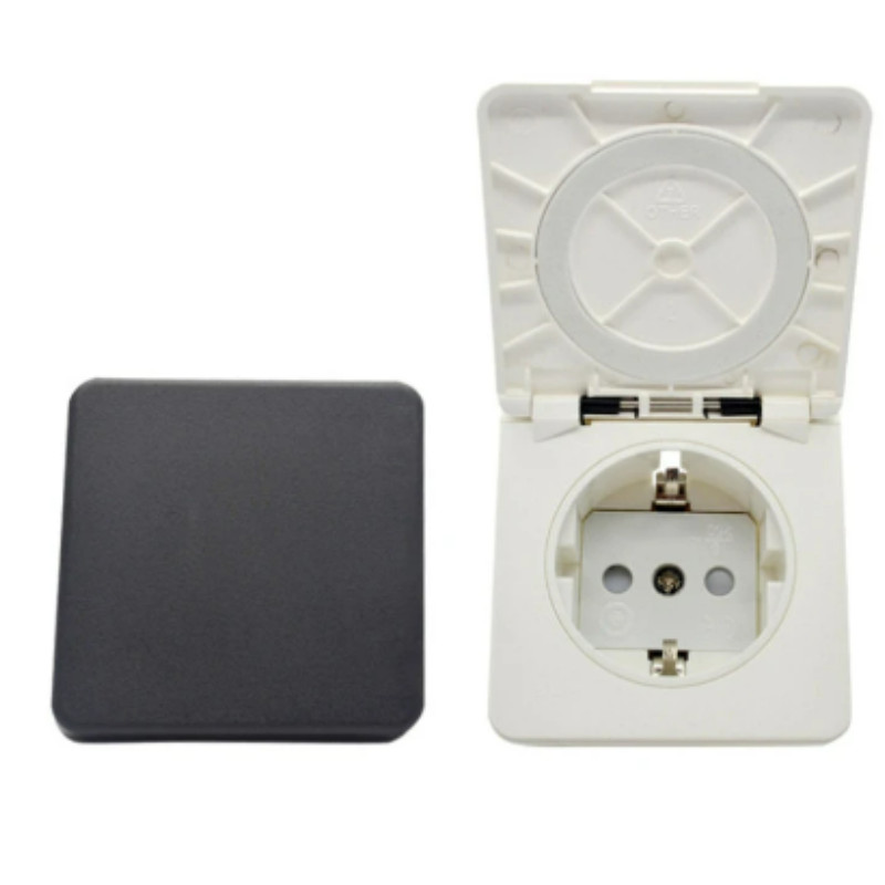 Crno bijela 16A 250V IP44 četvrtasti poklopac Europska njemačka vanjska vodootporna utičnica industrija Vodootporna utičnica