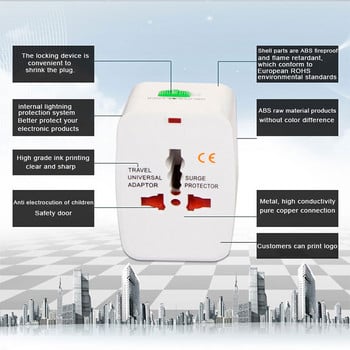 Universal International World AC Electrical Power Υποδοχή Ταξιδιωτική Πρίζα 2 USB Charging Adapter Adapter Portable Surge Protector