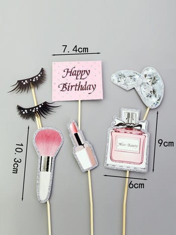 Perfumes Lipstick Foundation Cake Topper Mom Ever Cosmetics Διακόσμηση τούρτας για Lady Woman Happy Birthday Party Dessert Decor