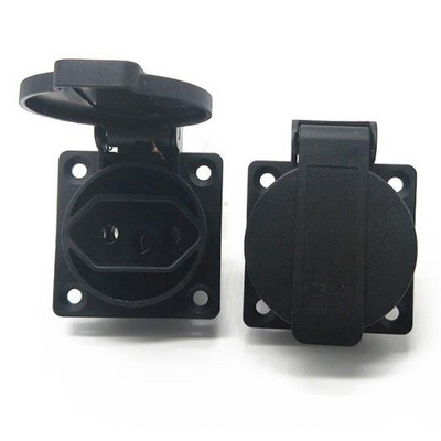 Crni okrugli poklopac 50*50 mm brazilska 2P+E vanjska utičnica IP44 20A 250V brazilska industrijska izmjenična struja vodootporna utičnica