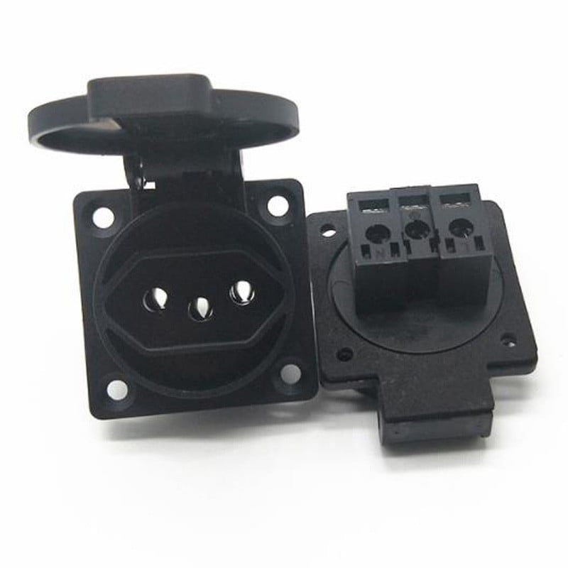 Crni okrugli poklopac 50*50 mm brazilska 2P+E vanjska utičnica IP44 20A 250V brazilska industrijska izmjenična struja vodootporna utičnica