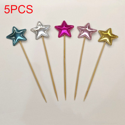 5 komada Zlatno Srebrni nadjev za tortu 3D zvijezda Happy Birthday Party Dekoracija za tortu Potrepštine za tuširanje djeteta Dekoracija za vjenčanje Umetak za tortu