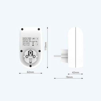 Smart Plug Електронен цифров превключвател с таймер EU Plug Изход за кухненски таймер 220V 50HZ 7 дни 12/24 часа Програмируем контакт за време