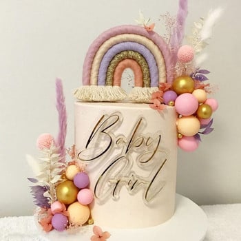 Boho Rainbow Birthday Cake Topper Χειροποίητο βαμβακερό σχοινί Toppers για τούρτες Διακόσμηση γάμου Baby Shower πάρτι γενεθλίων