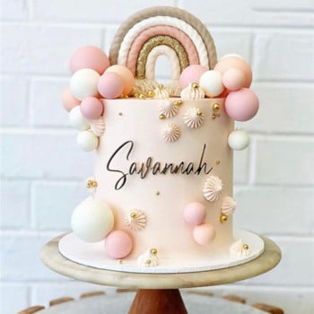 Boho Rainbow Birthday Cake Topper Χειροποίητο βαμβακερό σχοινί Toppers για τούρτες Διακόσμηση γάμου Baby Shower πάρτι γενεθλίων