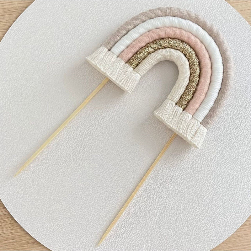 Boho Rainbow Preljev za rođendansku tortu Ručno izrađeni preljev za tortu od pamučnog užeta Svadbena dekoracija Baby Shower Potrepštine za rođendansku zabavu