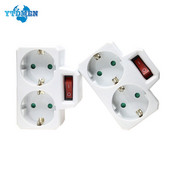 ES kontaktdakšas barošanas sloksnes adaptera sienas dubultā ligzda ar slēdzi portatīvais 2 USB ports 16A 250 V Eiropas elektriskās pārveidotāja ligzdas