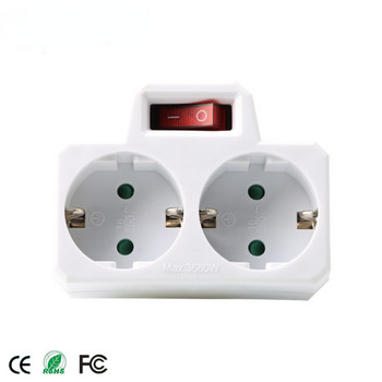 Προσαρμογέας EU Plug Power Strip Διπλή πρίζα τοίχου με διακόπτη φορητή 2 θύρες USB 16A 250V Ευρωπαϊκές πρίζες ηλεκτρικού μετατροπέα