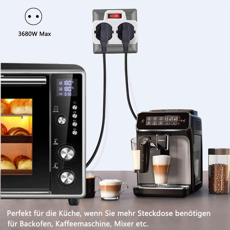 ES kontaktdakšas barošanas sloksnes adaptera sienas dubultā ligzda ar slēdzi portatīvais 2 USB ports 16A 250 V Eiropas elektriskās pārveidotāja ligzdas