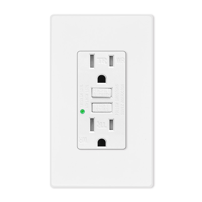 15A/125V Priză GFCI rezistentă la manipulare Priză de alimentare de calitate rezidențială și comercială Prize de siguranță certificate ETL Alb