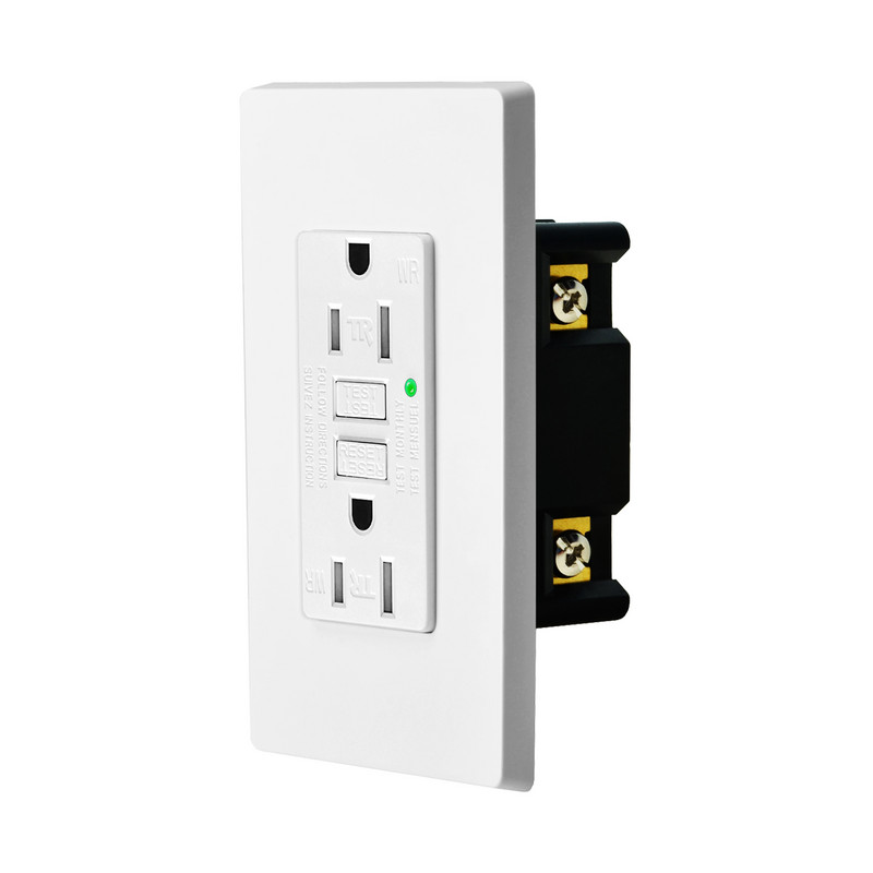 15A/125V Priză GFCI rezistentă la manipulare Priză de alimentare de calitate rezidențială și comercială Prize de siguranță certificate ETL Alb