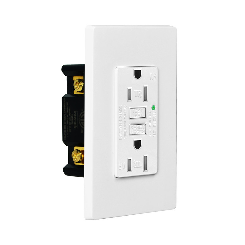 15A/125V Priză GFCI rezistentă la manipulare Priză de alimentare de calitate rezidențială și comercială Prize de siguranță certificate ETL Alb