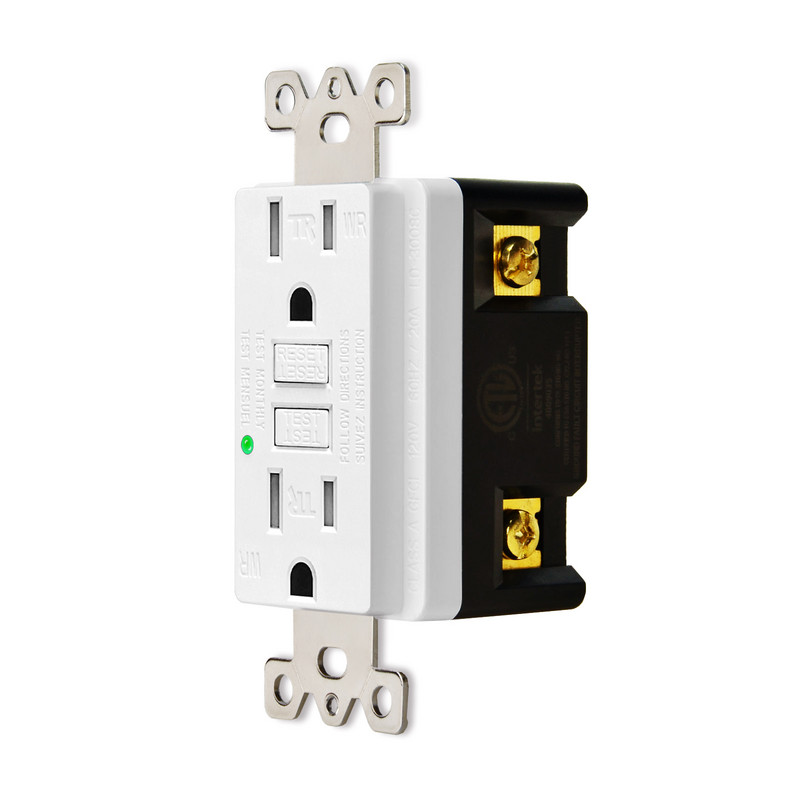 15A/125V Priză GFCI rezistentă la manipulare Priză de alimentare de calitate rezidențială și comercială Prize de siguranță certificate ETL Alb