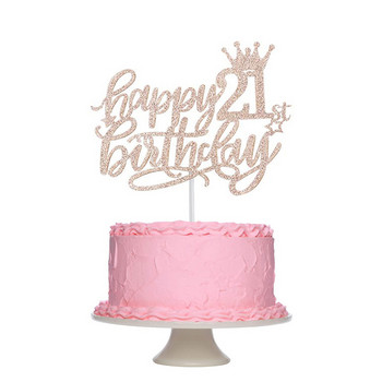 Νέες παραλαβές Rose Gold Happy Birthday Cake Topper 13η 16η 18η 21η 30η 40η 50η Ηλικία Δώρα Ενηλίκων Διακόσμηση κέικ πάρτι