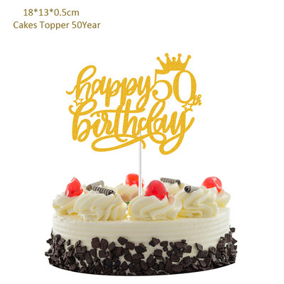 Novi dolasci Ružičasto zlato Sretan rođendanski vrh torte 13. 16. 18. 21. 30. 40. 50. godine Pokloni za odrasle Dekoracija torte za zabavu
