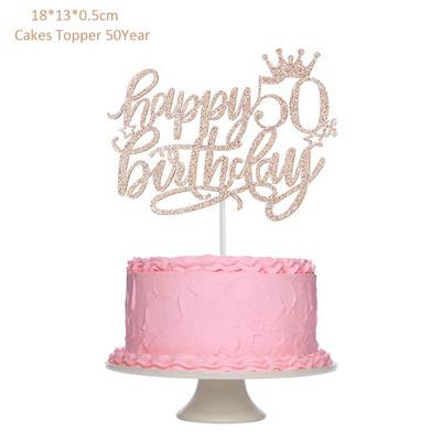Novi dolasci Ružičasto zlato Sretan rođendanski vrh torte 13. 16. 18. 21. 30. 40. 50. godine Pokloni za odrasle Dekoracija torte za zabavu