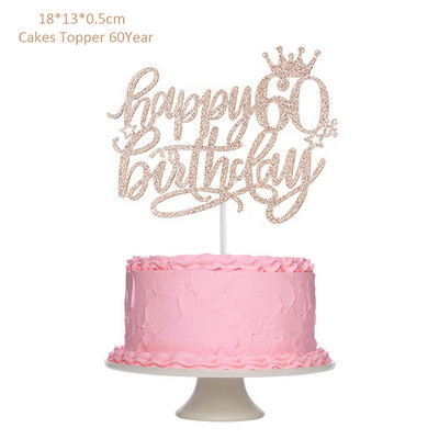 Novi dolasci Ružičasto zlato Sretan rođendanski vrh torte 13. 16. 18. 21. 30. 40. 50. godine Pokloni za odrasle Dekoracija torte za zabavu