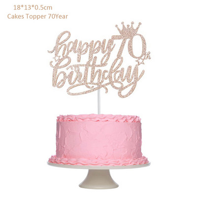 Novi dolasci Ružičasto zlato Sretan rođendanski vrh torte 13. 16. 18. 21. 30. 40. 50. godine Pokloni za odrasle Dekoracija torte za zabavu