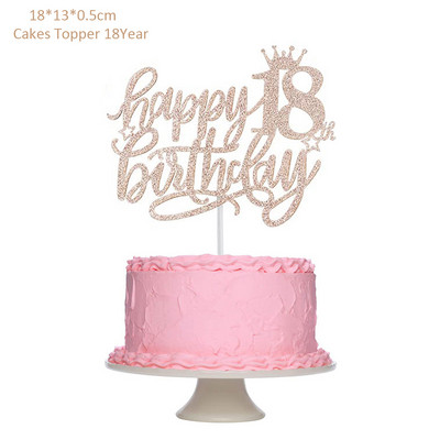 Novi dolasci Ružičasto zlato Sretan rođendanski vrh torte 13. 16. 18. 21. 30. 40. 50. godine Pokloni za odrasle Dekoracija torte za zabavu