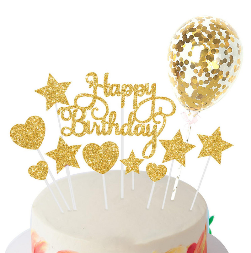 22 kom Rose Gold nadjev za tortu DIY Konfeti Balon Dekoracija torte Star Cupcake Dekoracija Rođendan za odrasle Dec Sretan rođendan Dekoracija Djevojčica