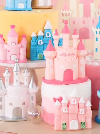 Χρόνια πολλά Διακόσμηση Princess Prince Castle Dessert Dress Pink Blue Baking Cupcake Cake Toppers Cake Flags Pary Supplies