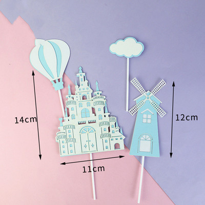 Sretan rođendan Dekoracija Princeza Princeza Dvorac Desertna haljina Ružičasto Plava Pečenje Cupcake Preljevi za torte Zastavice za torte Pary pribor