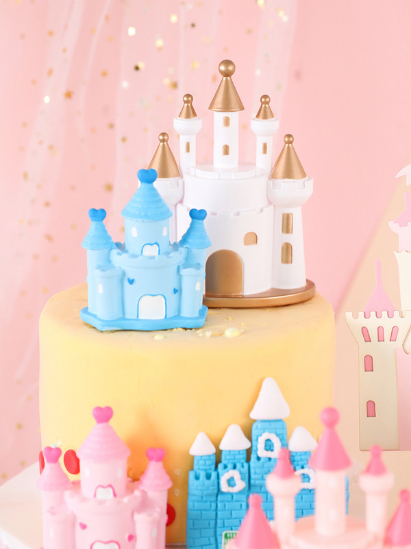Sretan rođendan Dekoracija Princeza Princeza Dvorac Desertna haljina Ružičasto Plava Pečenje Cupcake Preljevi za torte Zastavice za torte Pary pribor