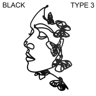 Poklon Zlatno Srebrno Crno nadjev za tortu Umjetnička djevojka Sretan rođendan Apstraktno žensko lice Dekoracija torte Minimalističke linije Pokrivači za tortu