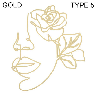 Poklon Zlatno Srebrno Crno nadjev za tortu Umjetnička djevojka Sretan rođendan Apstraktno žensko lice Dekoracija torte Minimalističke linije Pokrivači za tortu