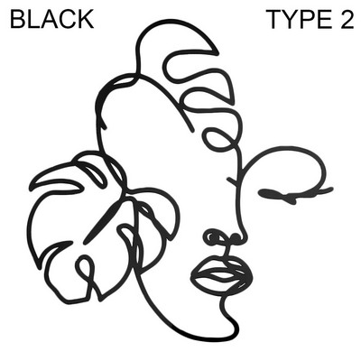 Poklon Zlatno Srebrno Crno nadjev za tortu Umjetnička djevojka Sretan rođendan Apstraktno žensko lice Dekoracija torte Minimalističke linije Pokrivači za tortu