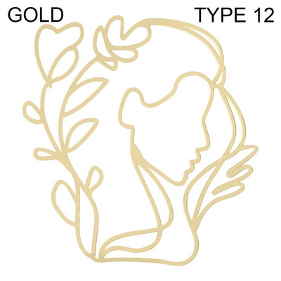 Poklon Zlatno Srebrno Crno nadjev za tortu Umjetnička djevojka Sretan rođendan Apstraktno žensko lice Dekoracija torte Minimalističke linije Pokrivači za tortu