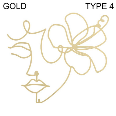 Poklon Zlatno Srebrno Crno nadjev za tortu Umjetnička djevojka Sretan rođendan Apstraktno žensko lice Dekoracija torte Minimalističke linije Pokrivači za tortu