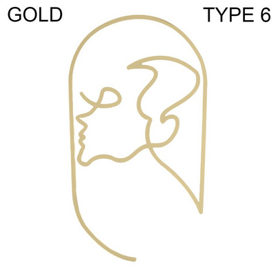 Poklon Zlatno Srebrno Crno nadjev za tortu Umjetnička djevojka Sretan rođendan Apstraktno žensko lice Dekoracija torte Minimalističke linije Pokrivači za tortu