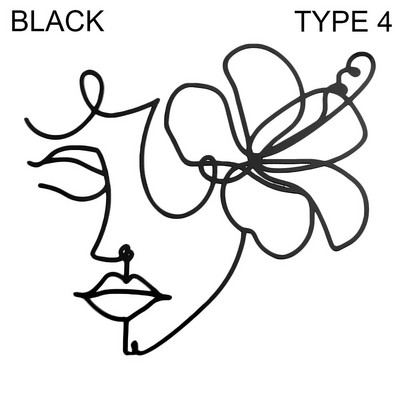 Poklon Zlatno Srebrno Crno nadjev za tortu Umjetnička djevojka Sretan rođendan Apstraktno žensko lice Dekoracija torte Minimalističke linije Pokrivači za tortu