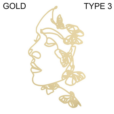 Poklon Zlatno Srebrno Crno nadjev za tortu Umjetnička djevojka Sretan rođendan Apstraktno žensko lice Dekoracija torte Minimalističke linije Pokrivači za tortu