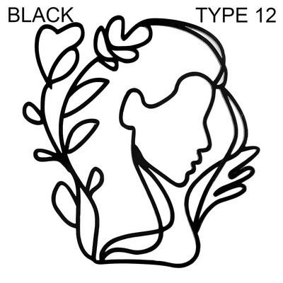 Poklon Zlatno Srebrno Crno nadjev za tortu Umjetnička djevojka Sretan rođendan Apstraktno žensko lice Dekoracija torte Minimalističke linije Pokrivači za tortu