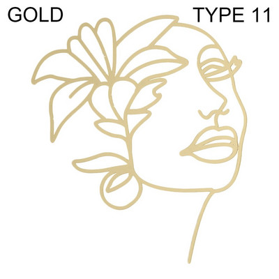 Poklon Zlatno Srebrno Crno nadjev za tortu Umjetnička djevojka Sretan rođendan Apstraktno žensko lice Dekoracija torte Minimalističke linije Pokrivači za tortu