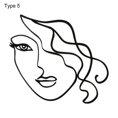 Poklon Zlatno Srebrno Crno nadjev za tortu Umjetnička djevojka Sretan rođendan Apstraktno žensko lice Dekoracija torte Minimalističke linije Pokrivači za tortu