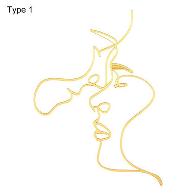 Poklon Zlatno Srebrno Crno nadjev za tortu Umjetnička djevojka Sretan rođendan Apstraktno žensko lice Dekoracija torte Minimalističke linije Pokrivači za tortu