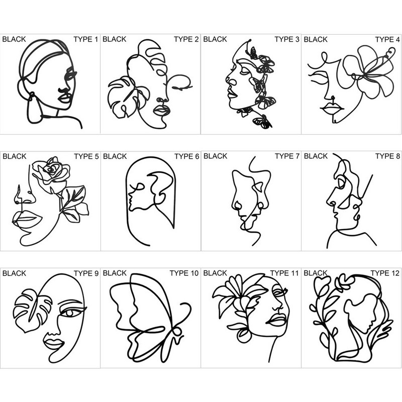 Poklon Zlatno Srebrno Crno nadjev za tortu Umjetnička djevojka Sretan rođendan Apstraktno žensko lice Dekoracija torte Minimalističke linije Pokrivači za tortu