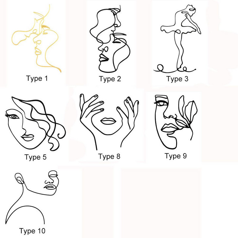 Poklon Zlatno Srebrno Crno nadjev za tortu Umjetnička djevojka Sretan rođendan Apstraktno žensko lice Dekoracija torte Minimalističke linije Pokrivači za tortu