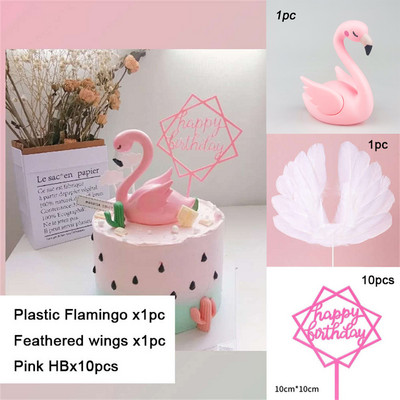 Ružičasti flamingo na vrhu torte Dekoracija anđeoskih krila Akrilna zastavica za Baby Shower Poklon Rođendansko vjenčanje Desert Party Decor Supplies