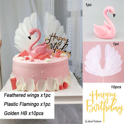 Ružičasti flamingo na vrhu torte Dekoracija anđeoskih krila Akrilna zastavica za Baby Shower Poklon Rođendansko vjenčanje Desert Party Decor Supplies
