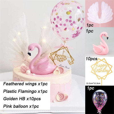 Ružičasti flamingo na vrhu torte Dekoracija anđeoskih krila Akrilna zastavica za Baby Shower Poklon Rođendansko vjenčanje Desert Party Decor Supplies