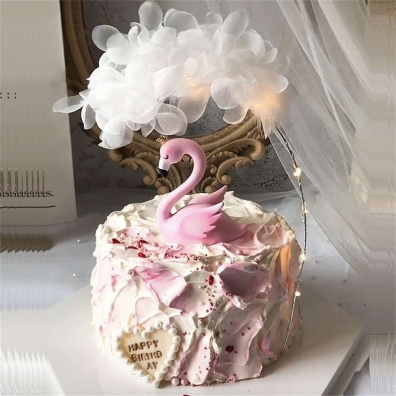 Ružičasti flamingo na vrhu torte Dekoracija anđeoskih krila Akrilna zastavica za Baby Shower Poklon Rođendansko vjenčanje Desert Party Decor Supplies
