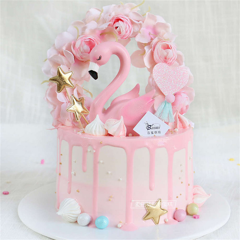 Ružičasti flamingo na vrhu torte Dekoracija anđeoskih krila Akrilna zastavica za Baby Shower Poklon Rođendansko vjenčanje Desert Party Decor Supplies